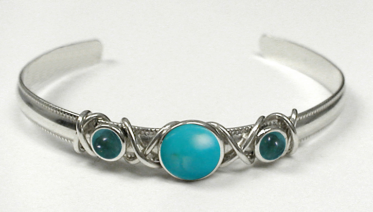 Sterling Silver Hand Made Cuff Bracelet With Turquoise and